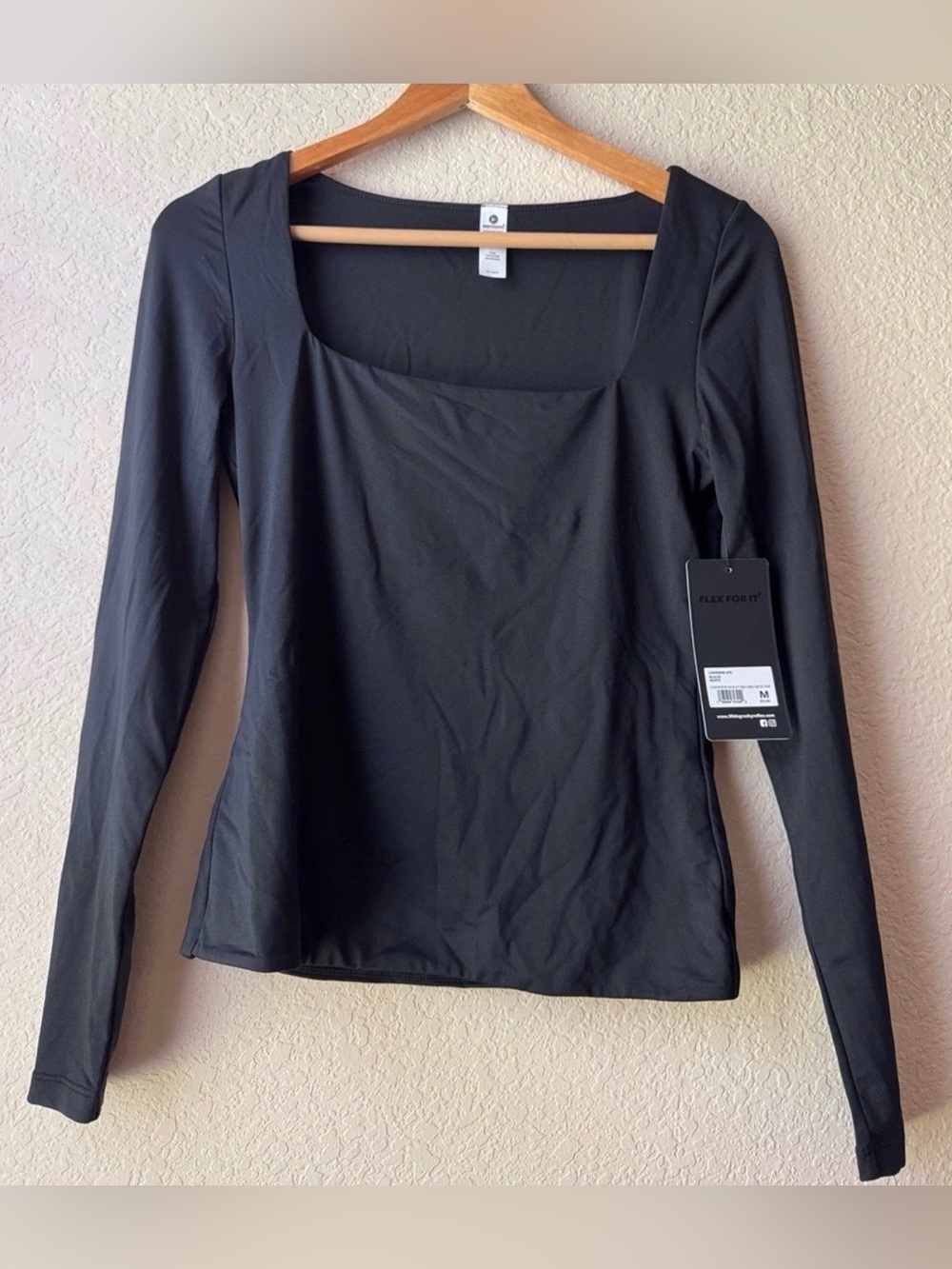 New Black Square Neck Top